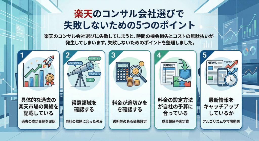 楽天のコンサル会社選びで失敗しないための5つのポイント