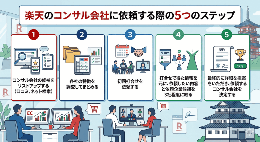 楽天のコンサル会社に依頼する際の5つのステップ