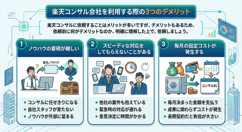 楽天コンサル会社を利用する際の3つのデメリット