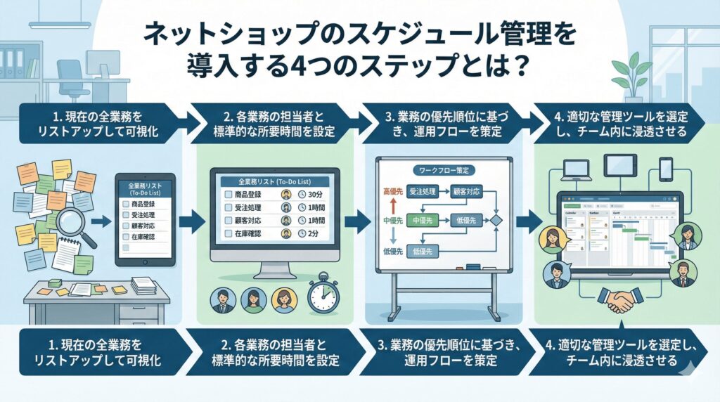 ネットショップのスケジュール管理を導入する4つのステップとは？