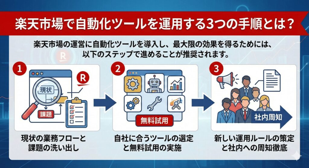 楽天市場で自動化ツールを運用する3つの手順とは？