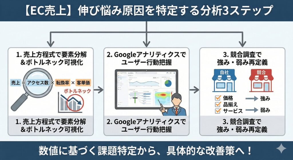 EC売上の伸び悩み原因を特定する分析の方法とは？