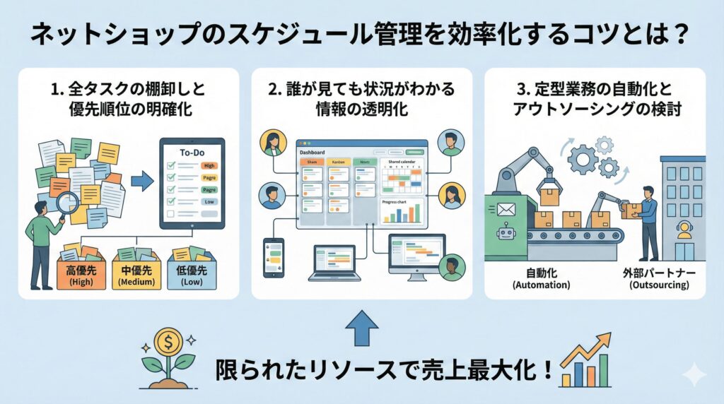 ネットショップのスケジュール管理を効率化するコツとは？