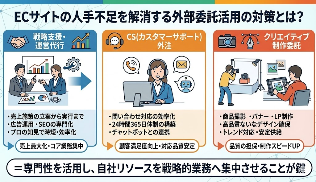 ECサイトの人手不足を解消する外部委託活用の対策とは？