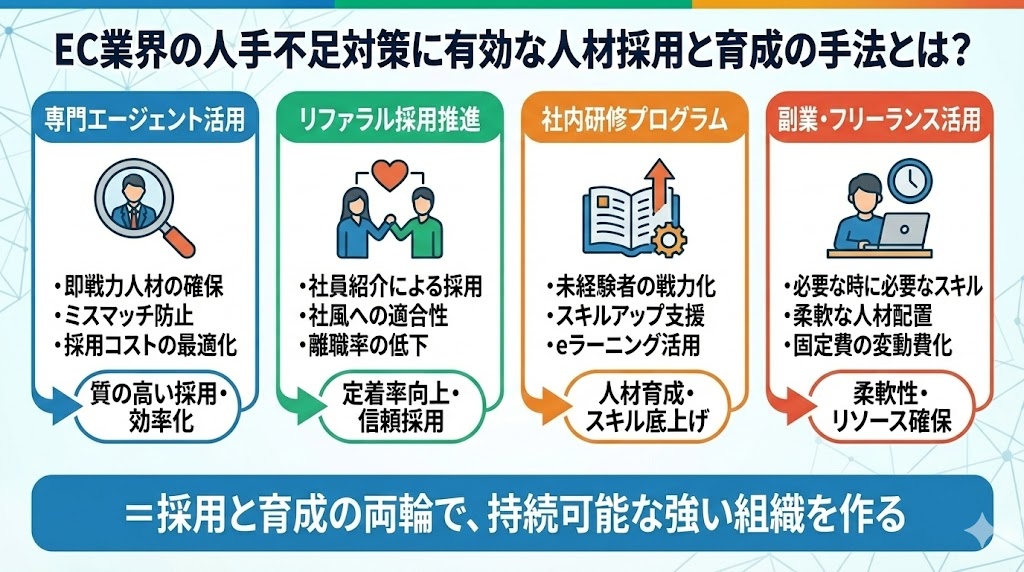 EC業界の人手不足対策に有効な人材採用と育成の手法とは？