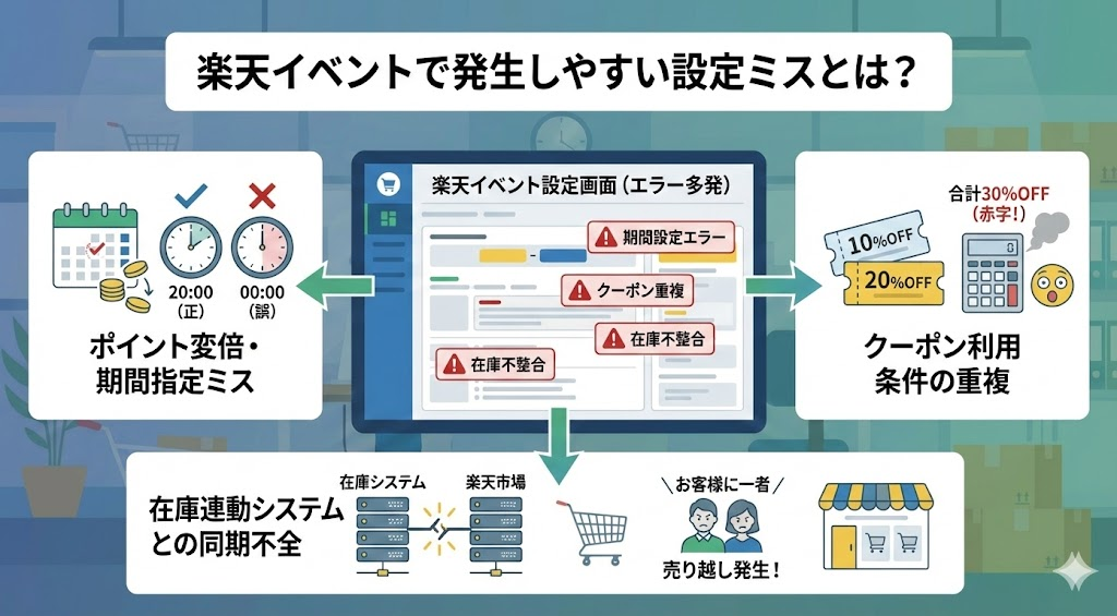 楽天イベントで発生しやすい設定ミスとは?