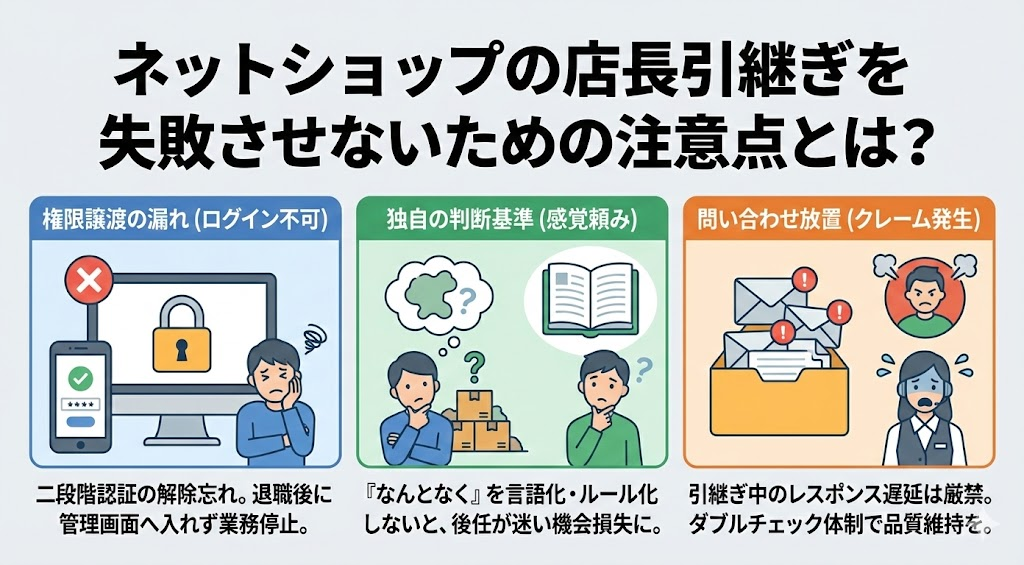 ネットショップの店長引継ぎを失敗させないための注意点とは?