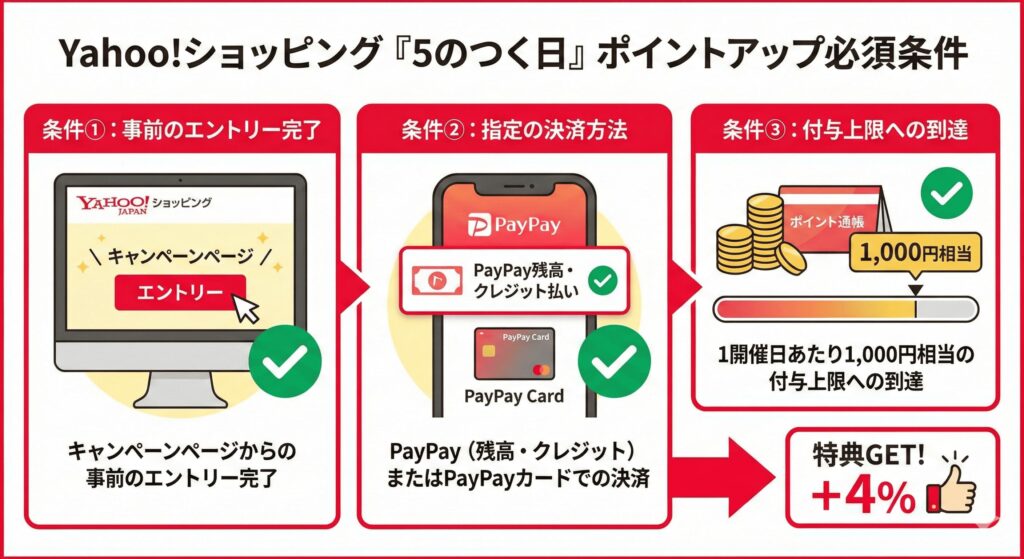 Yahoo!ショッピングの5のつく日でポイントアップを受ける条件とは？