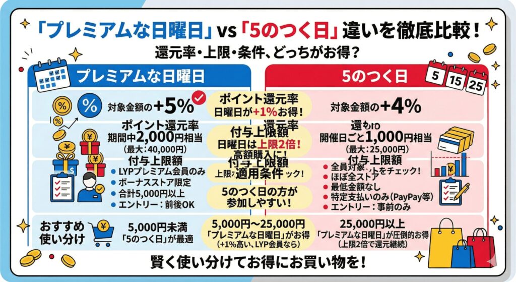 Yahoo!ショッピングの日曜日と5のつく日の違いとは?