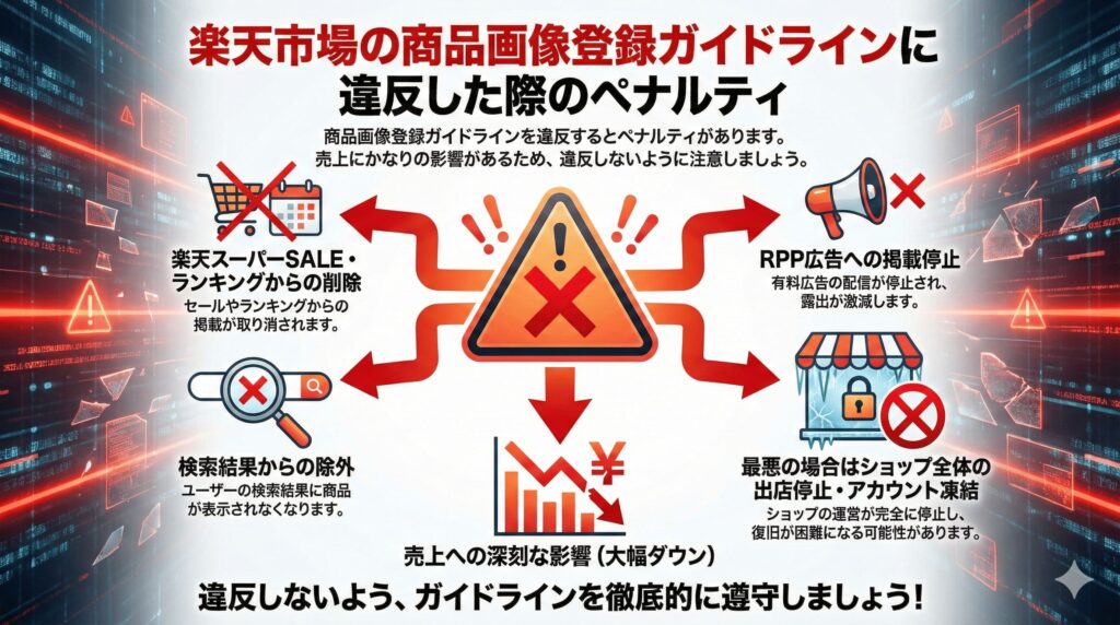 楽天市場の商品画像登録ガイドラインに違反した際のペナルティ