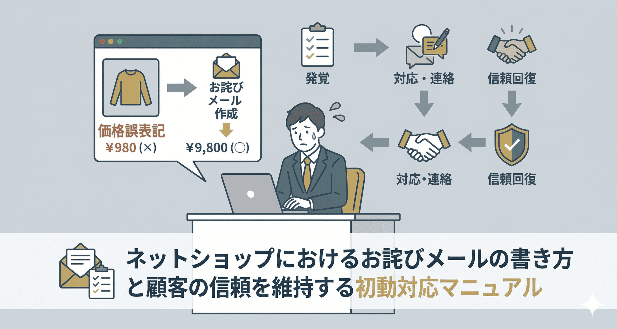 ネットショップにおけるお詫びメールの書き方と顧客の信頼を維持する初動対応マニュアル