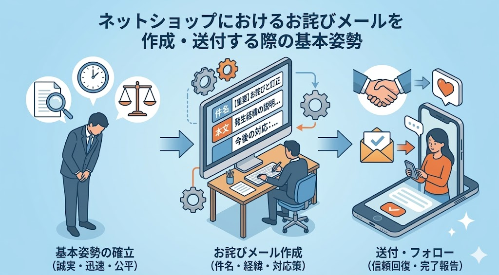 ネットショップにおけるお詫びメールを作成・送付する際の基本姿勢