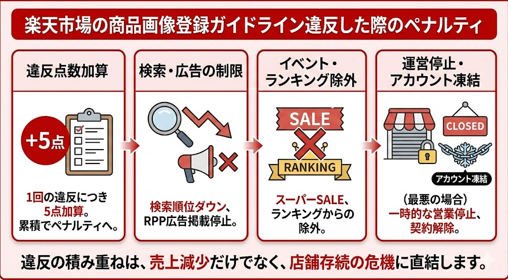 楽天市場の商品画像登録ガイドライン違反した際のペナルティ