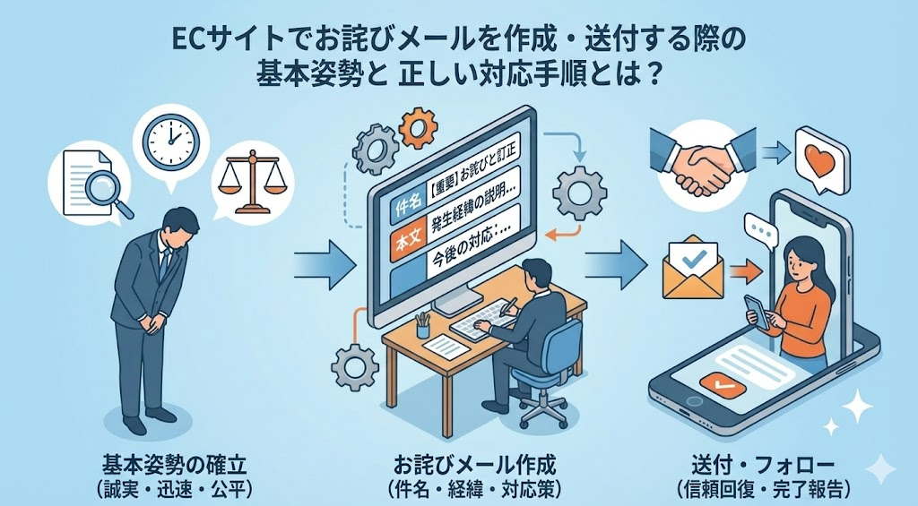 ECサイトでお詫びメールを作成・送付する際の基本姿勢と正しい対応手順とは?