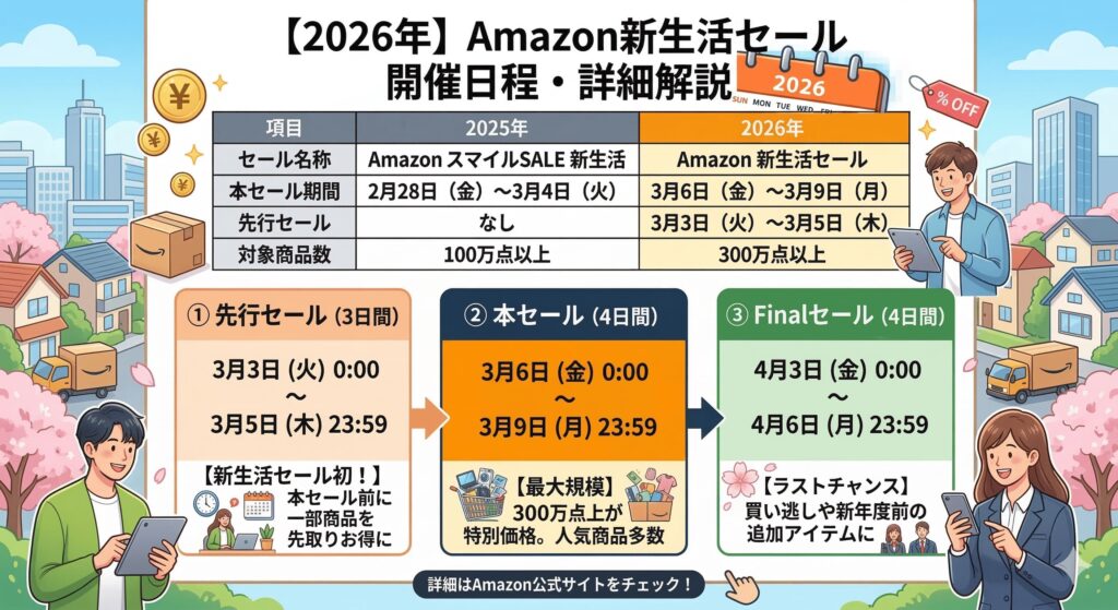 Amazon新生活セールは2026年はいつ開催？