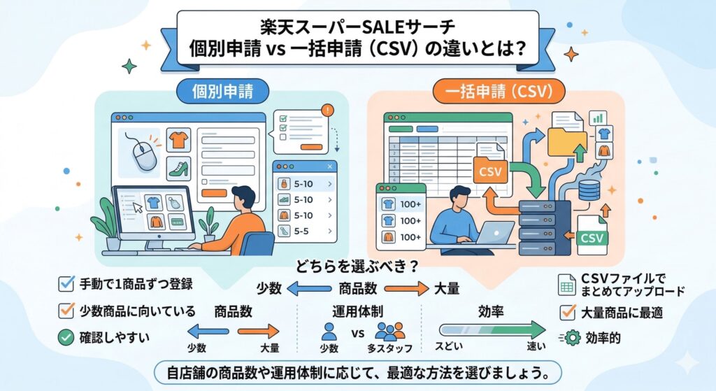 楽天スーパーSALEサーチの個別申請と一括申請の違いとは？