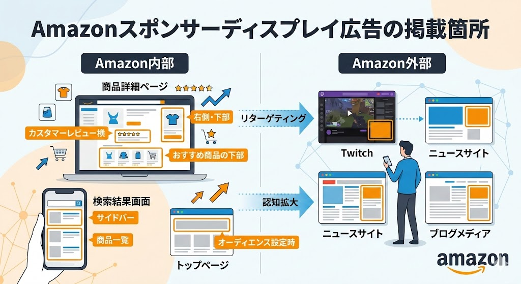 Amazonスポンサーディスプレイ広告の掲載箇所