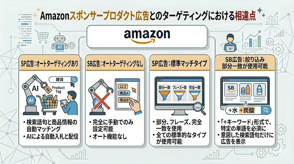 Amazonスポンサープロダクト広告とのターゲティングにおける相違点