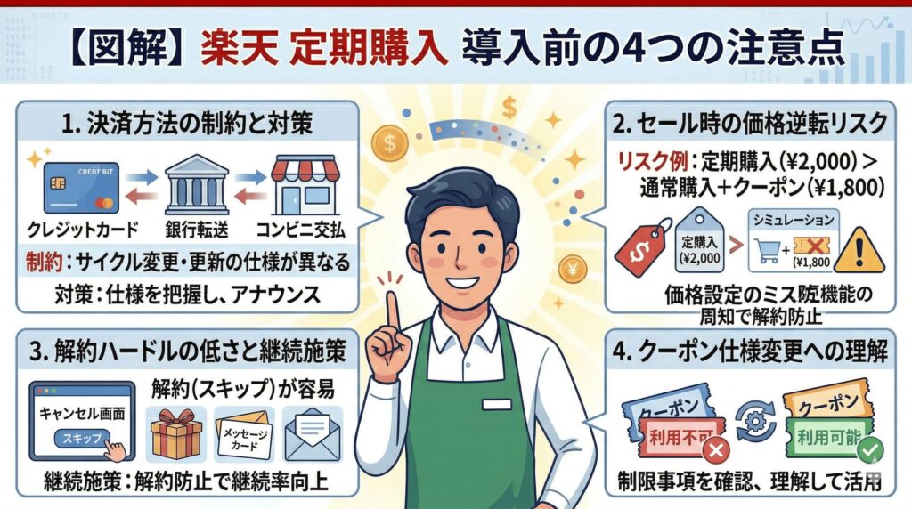 楽天の定期購入を導入する際の注意点とは？