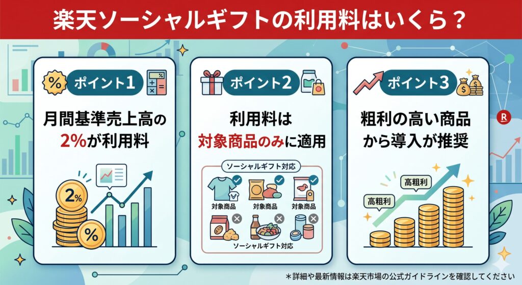 楽天ソーシャルギフトの利用料はいくら？