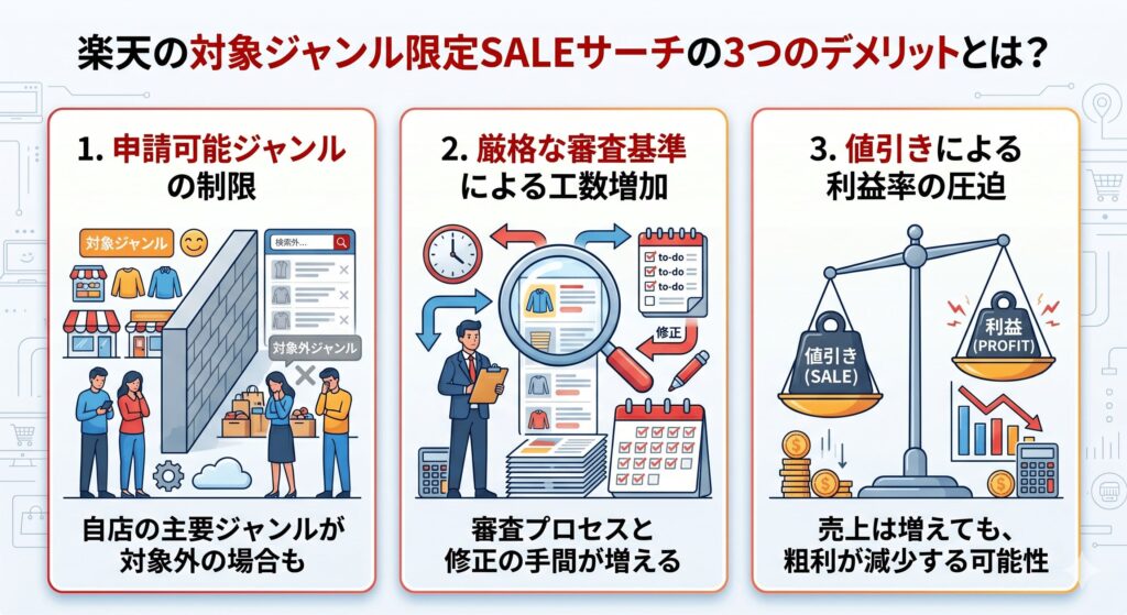 楽天の対象ジャンル限定SALEサーチの3つのデメリットとは？