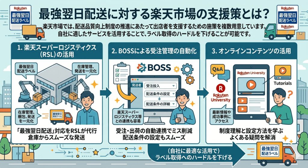 最強翌日配送に対する楽天市場の支援策とは?