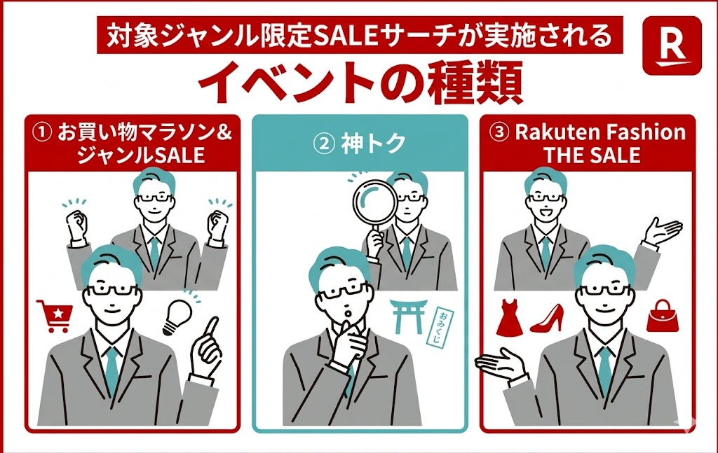 対象ジャンル限定SALEサーチが実施されるイベントの種類