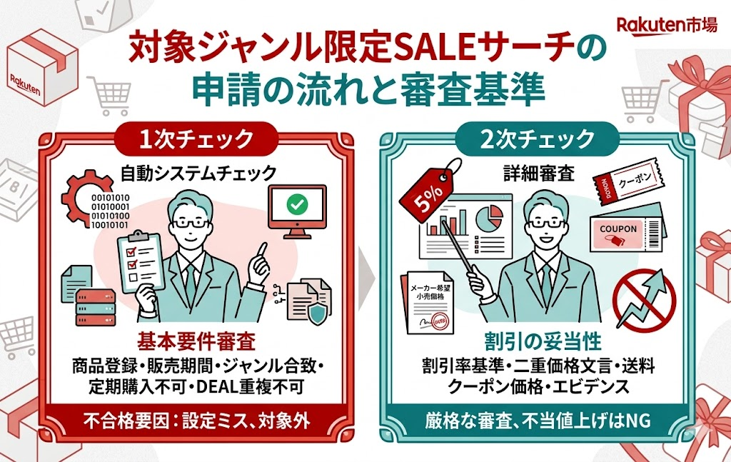 対象ジャンル限定SALEサーチの申請の流れと審査基準