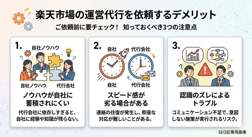楽天市場の運営代行を依頼するデメリット