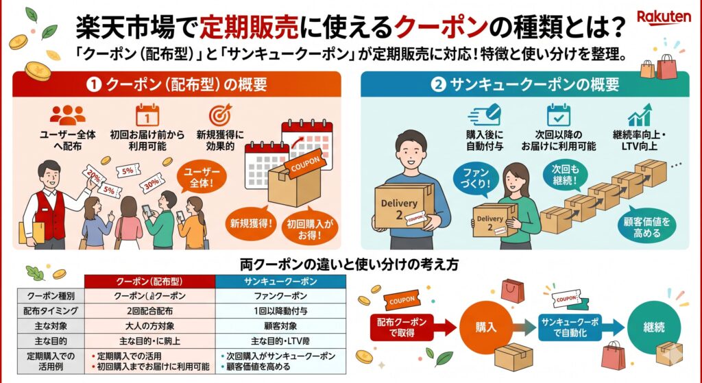 楽天市場で定期販売に使えるクーポンの種類とは？
