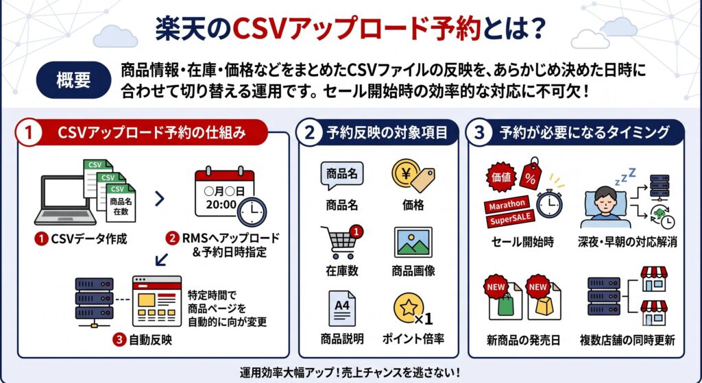 楽天のCSVアップロード予約とは？
